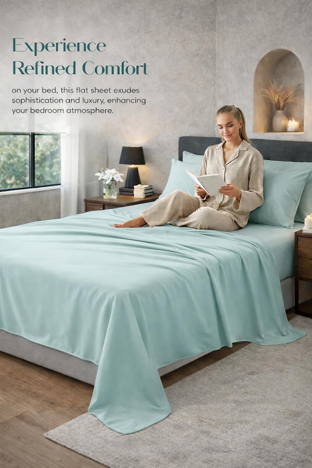image 1 of HOMES-LINEN Microfibre Flat Sheet Easy Care Bed Sheet