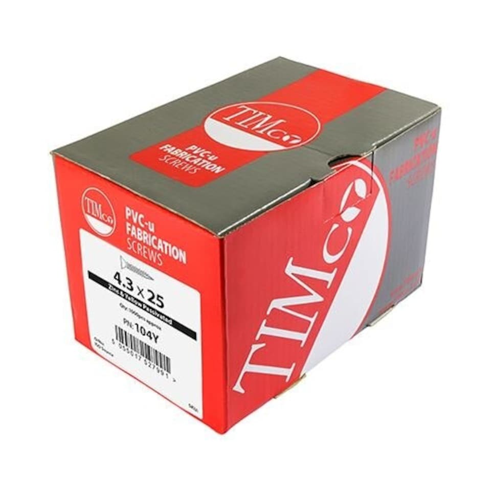 image 1 of Timco - Window Fabrication Screws - Countersunk - PH - High-Low Thread - Slash Point - Yellow (Size 4.3 x 25 - 1000 Pieces)