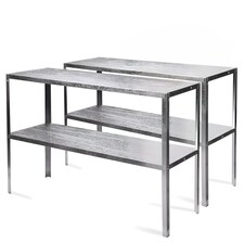 Lacewing X2 Traditional 2 Tier Greenhouse Staging Shelf Workbench in Silver 118cm | Silver | Silver | 2