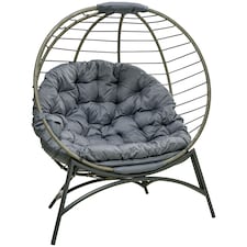 Outsunny Rattan Egg Chair Wicker Basket Chair with Bottle Holder
