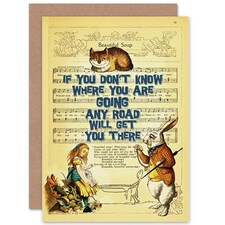 Upcycle Alice Wonderland Quote Any Road Birthday Card