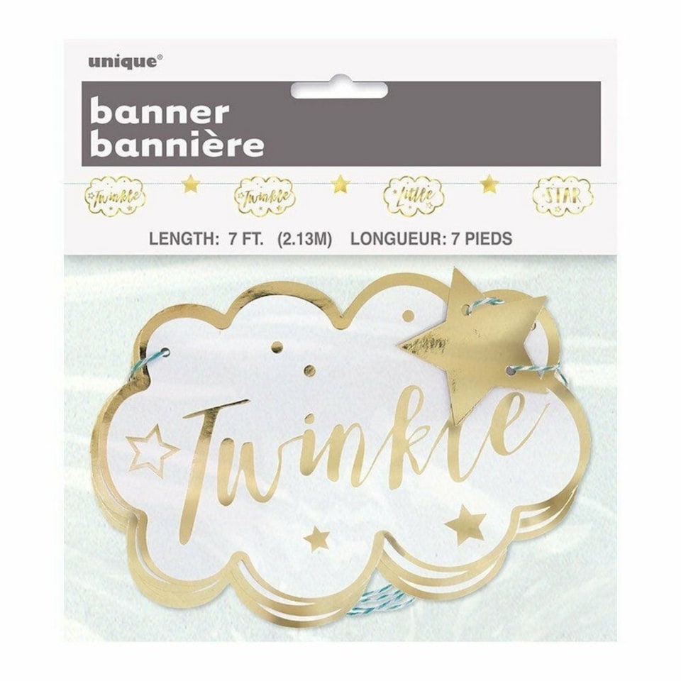 Unique Party Twinkle Twinkle Little Star Paper Garland - White/Gold - One Size