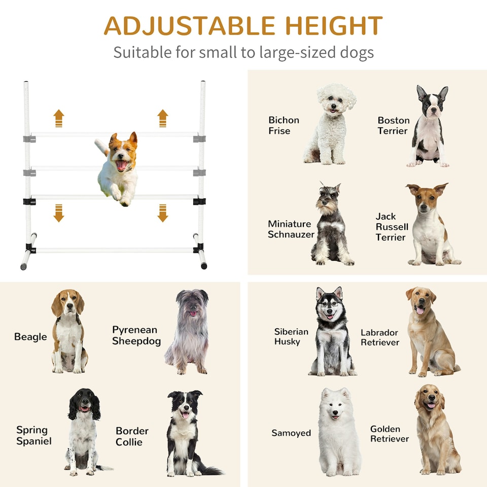 image 1 of PawHut 4 Pieces Dog Agility Training Equipment with Carrying Bag, White