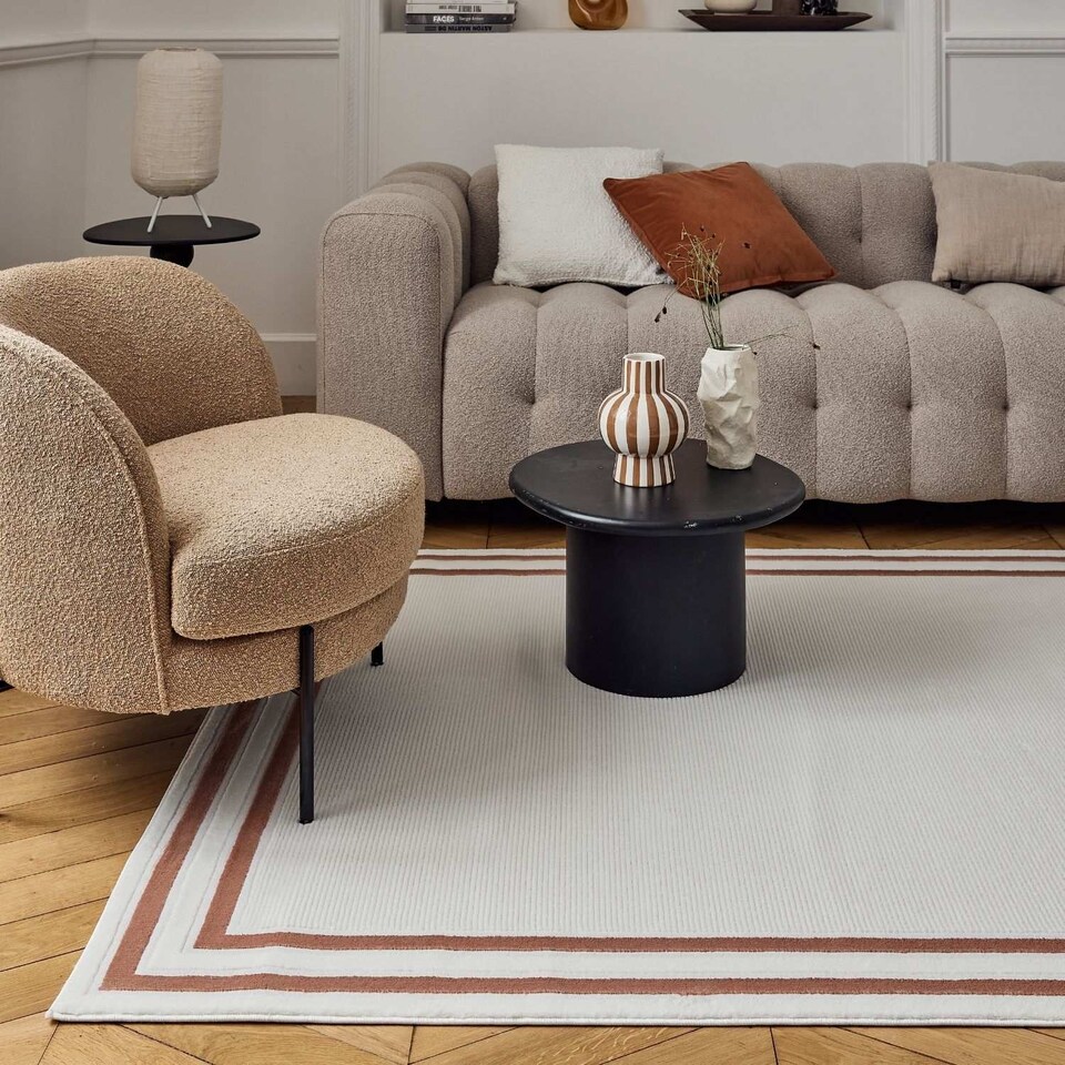 image 1 of The Rugs Carmel Collection Bordered Area Floor Rug Runner Soft Pile Living Room Bedroom
