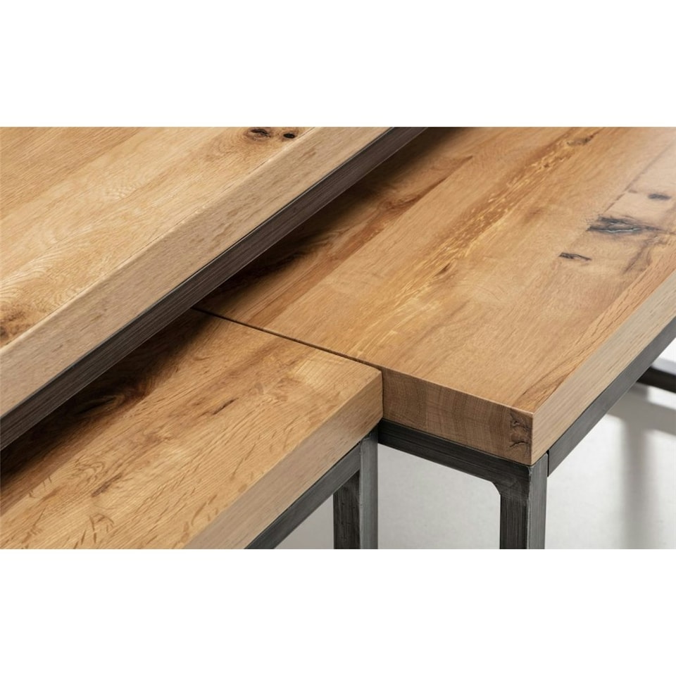 image 1 of Classic Oak Nesting Coffee Tables Brown