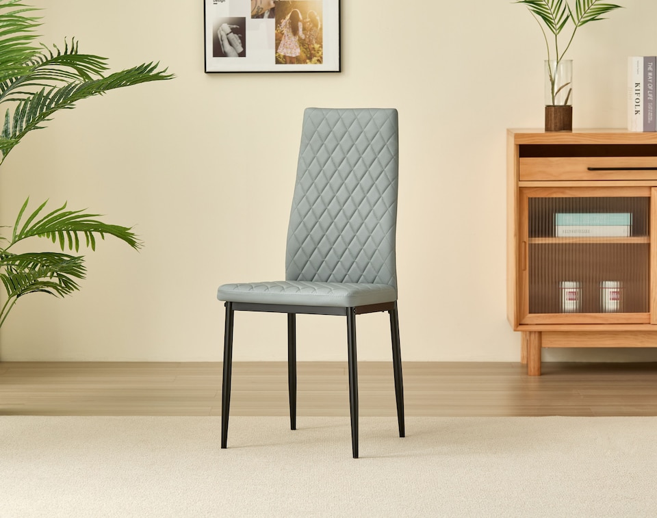 image 1 of Colorado Dining Table with 4 Emily Leather Chairs | Grey | 5