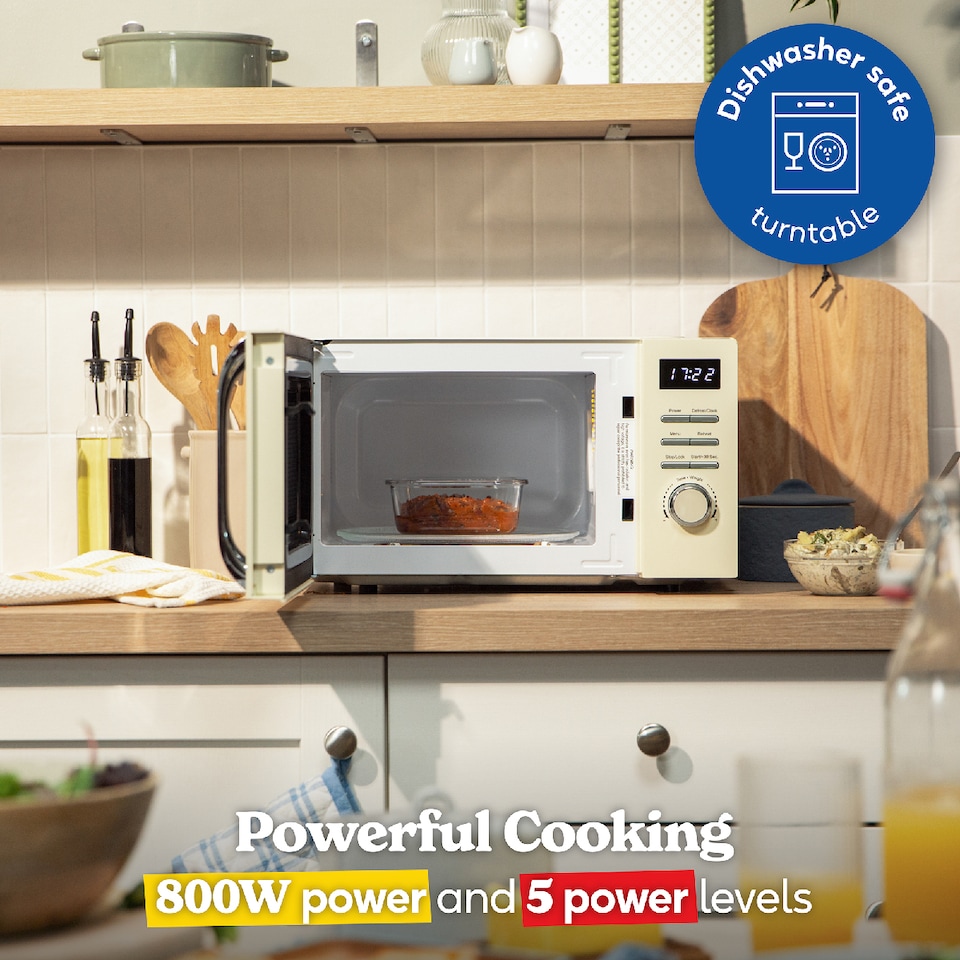 image 1 of Russell Hobbs RHMD818C Cream Microwave 20L Digital Legacy 800W Defrost Function