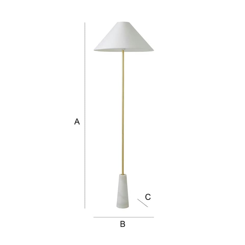 image 1 of ValueLights Margot White Marble Base Floor Lamp with a Linen Tapered Lampshade - Bulb Included Cream