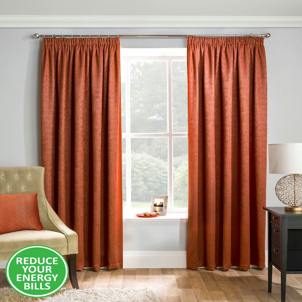 image 1 of Matrix Orange Curtains 66 x 72 inch (168 x 183 cm) Room Darkening Pencil Pleat Thermal Noise Reducing Curtains for Bedroom and Living Room
