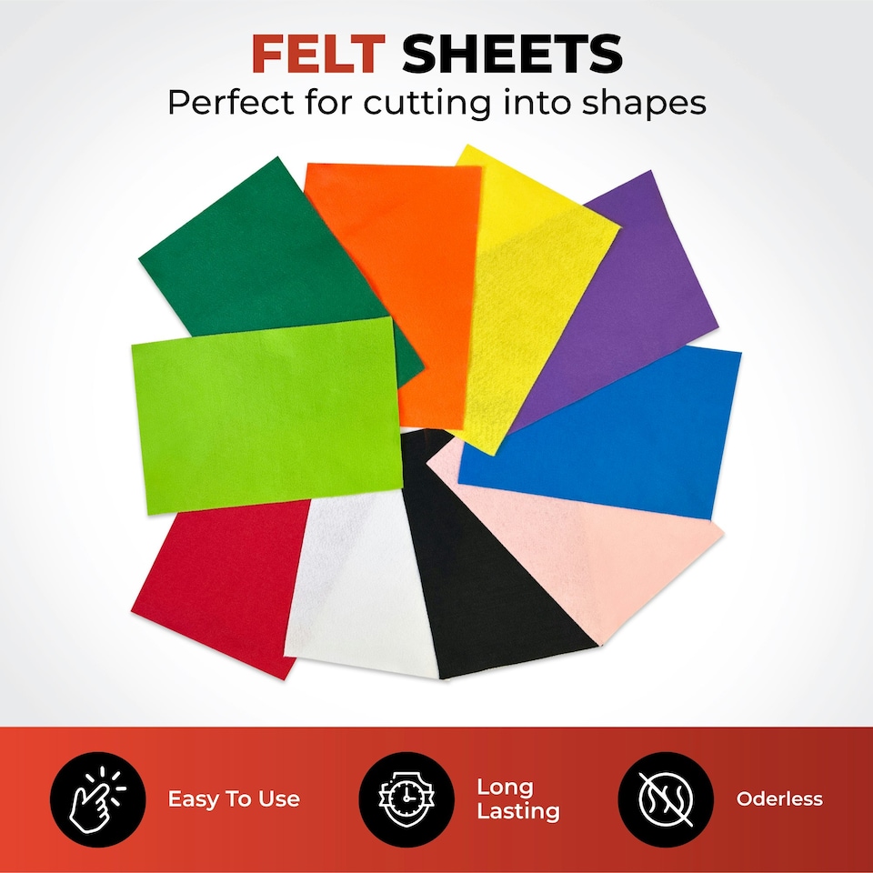 image 1 of Pack of 10 A4 Coloured Felt 180gsm Sheets Orange | Orange | A4