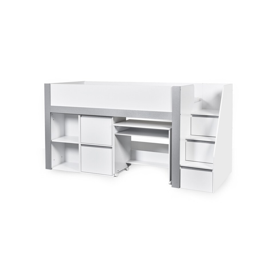 image 1 of Gaia 90cm Single Midsleeper - White and Silver