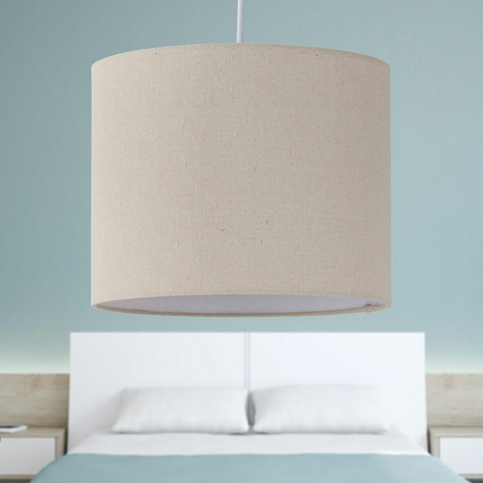 image 1 of First Choice Lighting Natural Linen 25cm Pendant Lightshade Brown
