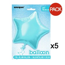 Unique Party Star Foil Balloon (Pack of 5) - Baby Blue - One Size