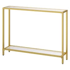 Industrial 2 Tier Entryway Hallway Console Table With Tempered Glass Top