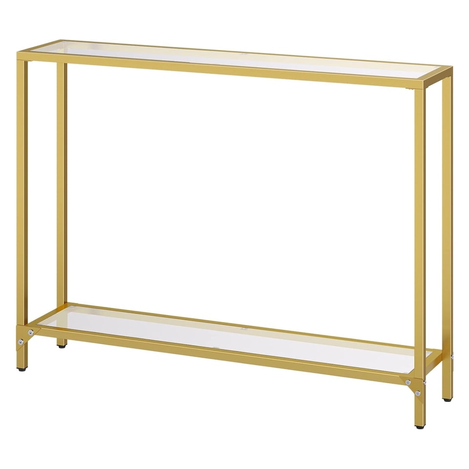 image 1 of Industrial 2 Tier Entryway Hallway Console Table With Tempered Glass Top