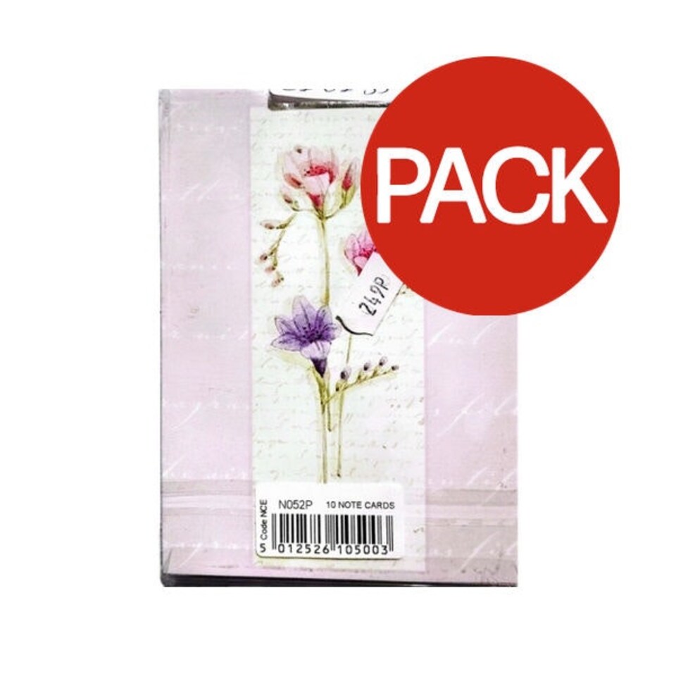 Ling Design Flowers Greetings Card (Pack of 10) - White/Lavender/Pink - One Size