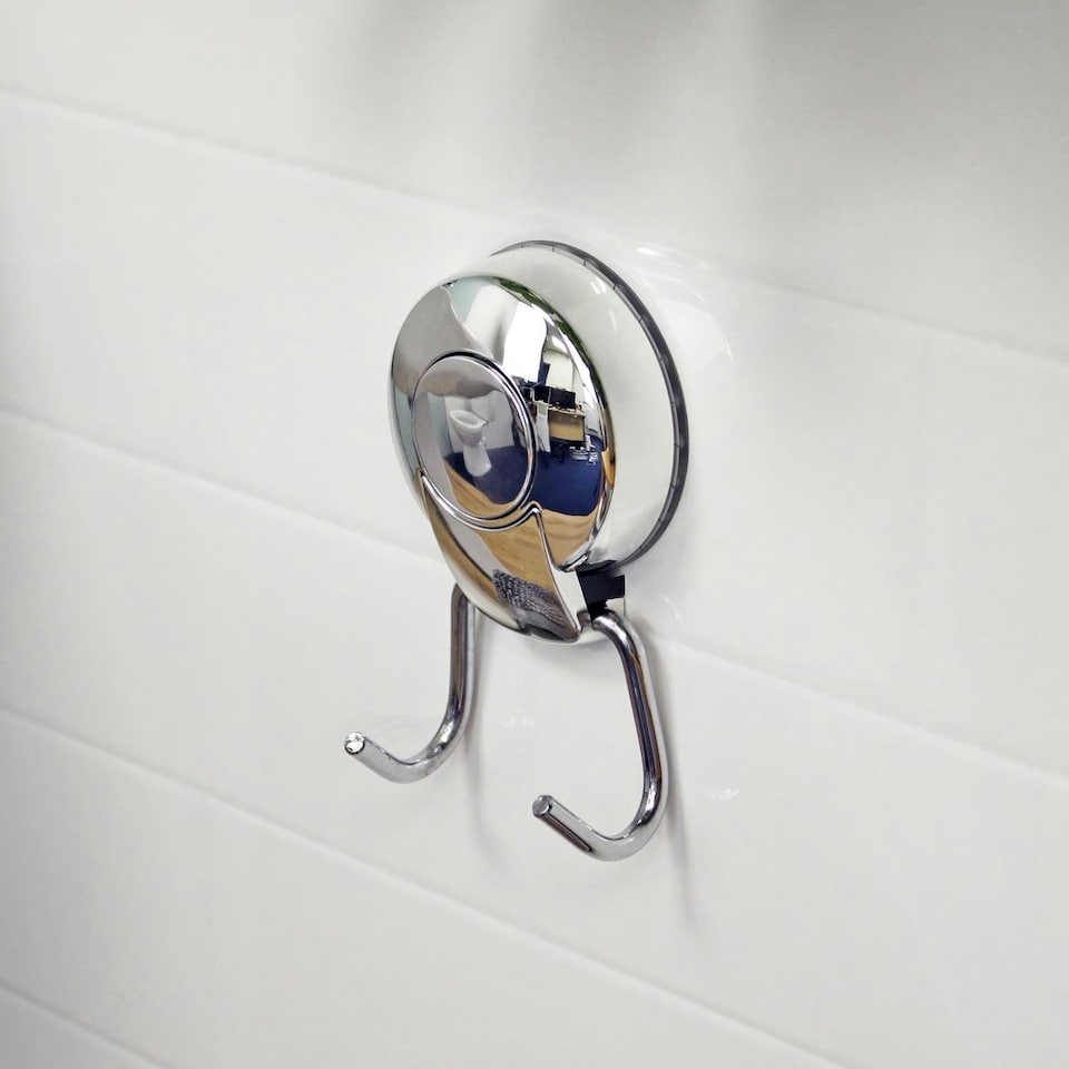 image 1 of Showerdrape SuctionLoc Chrome Stainless Steel Wall Mounted Robe Hook