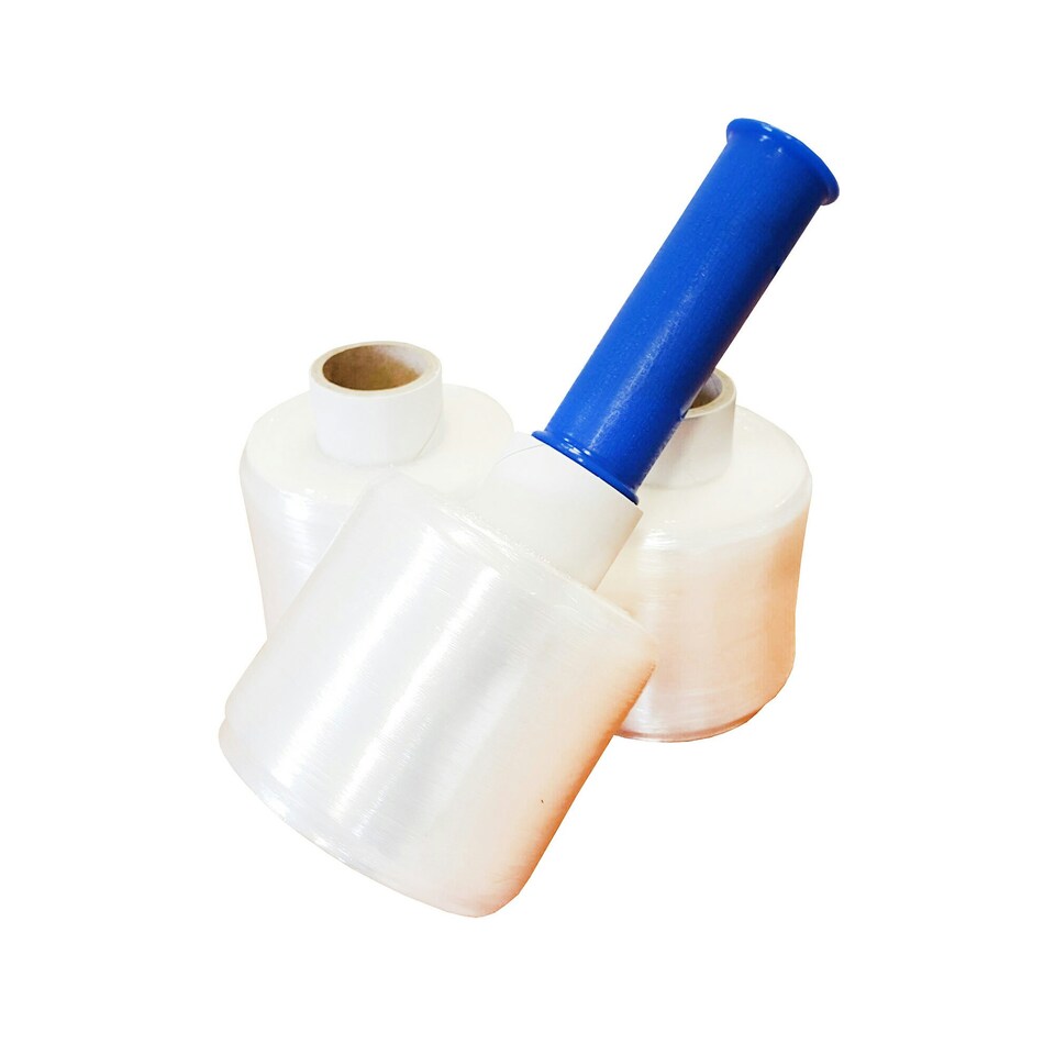image 1 of 3 Rolls Of Strong Clear Mini Shrink Wrap 100mm With Dispenser