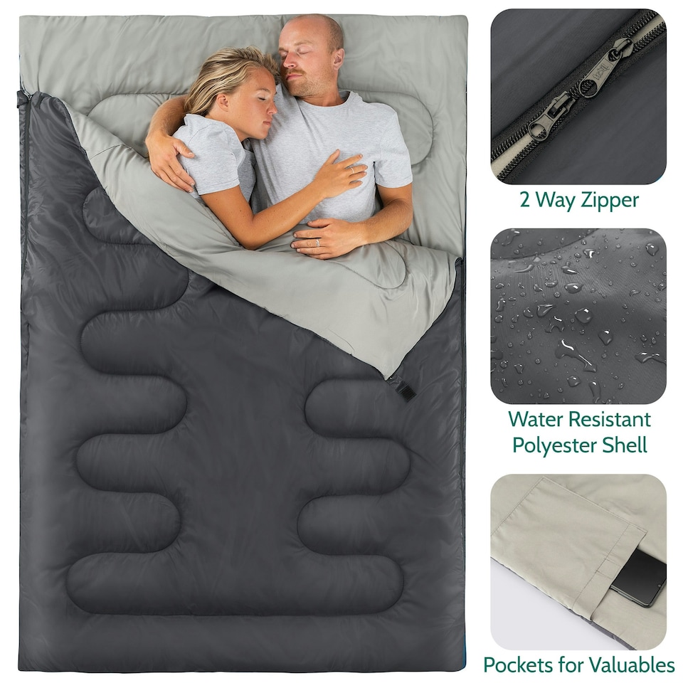 image 1 of Double Sleeping Bag - Charcoal