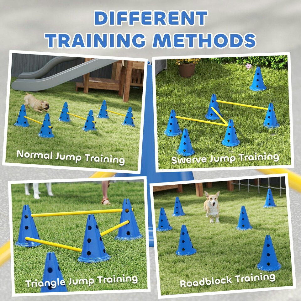 image 1 of PawHut Dog Agility Equipment Set, Three-Piece Adjustable Height Jumping