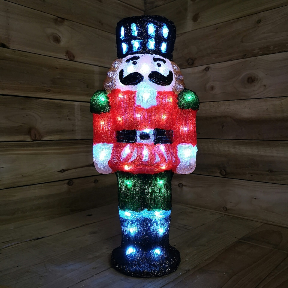 image 1 of 60 LED Acrylic Nutcracker Outdoor Christmas Decoration Cool White Light Up Garden Ornament