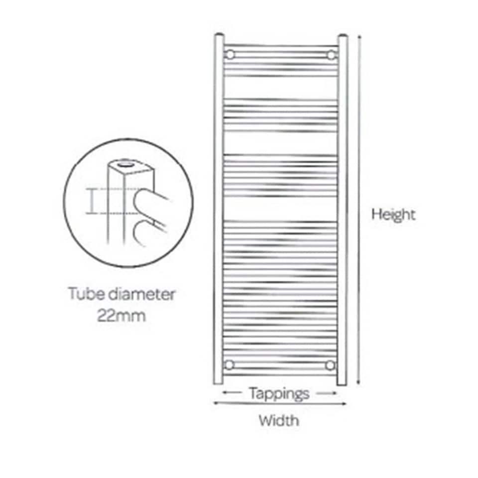 image 1 of 1200mm (H) x 500mm (W) - Straight Vertical Chrome Electric Towel Rail - Thermostatic - (Clifton Rail) - (1.2m x 0.5m)