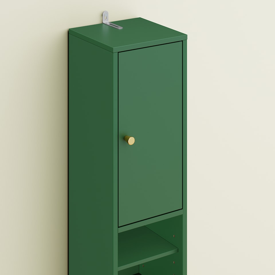 image 1 of SoBuy Tall Bathroom Storage Cabinet with Adjustable Shelves and Drawer, Dark Green, 7.9x7.9x70.9 in, 13.4 kg - BZR34-II-SY