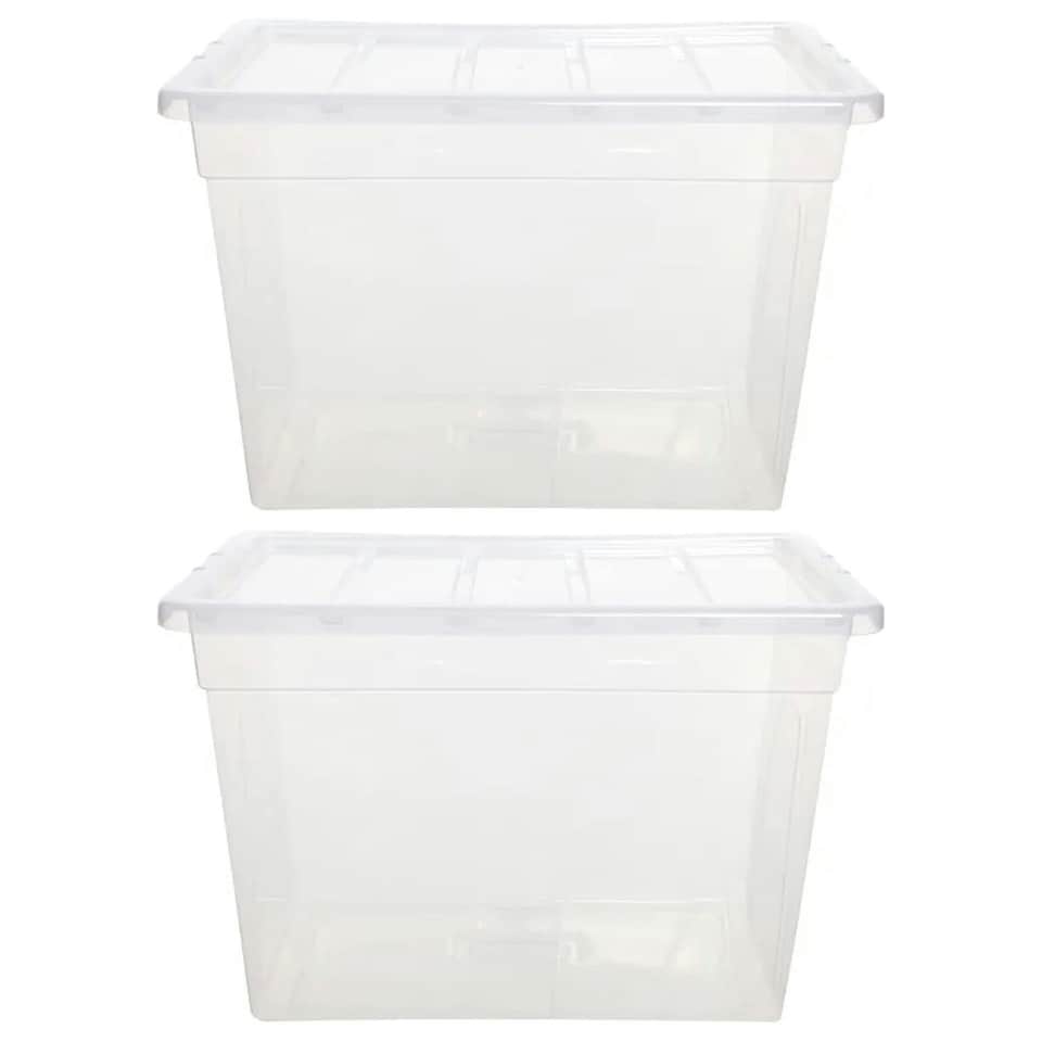image 1 of 1 x 64L Clear Plastic Home Office Storage Containers Complete With Lids Ideal For Storing Clothes & Paper Work Clear