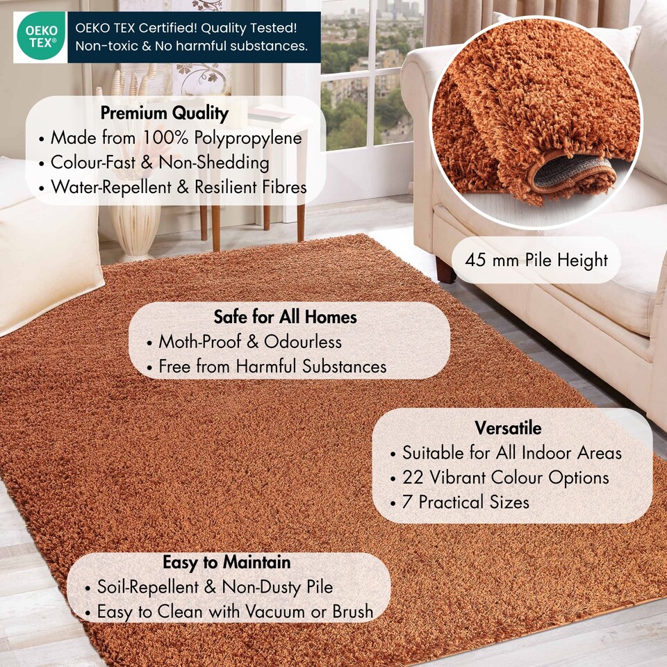 image 1 of Desire Rugs Plain Living Room Fluffy Shaggy Area Rugs