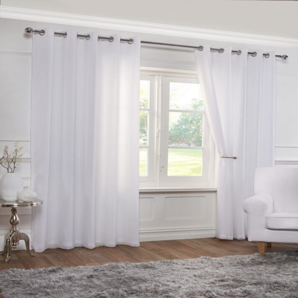 Voile Lined Eyelet Voile Curtains 168cm x 183cm White | White | White