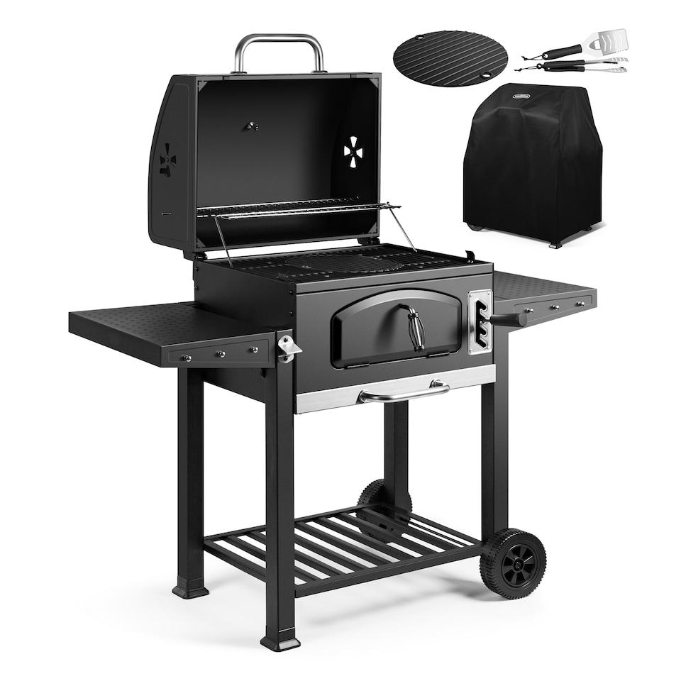 image 1 of VonHaus Charcoal BBQ with Accessories, XL American Barbecue