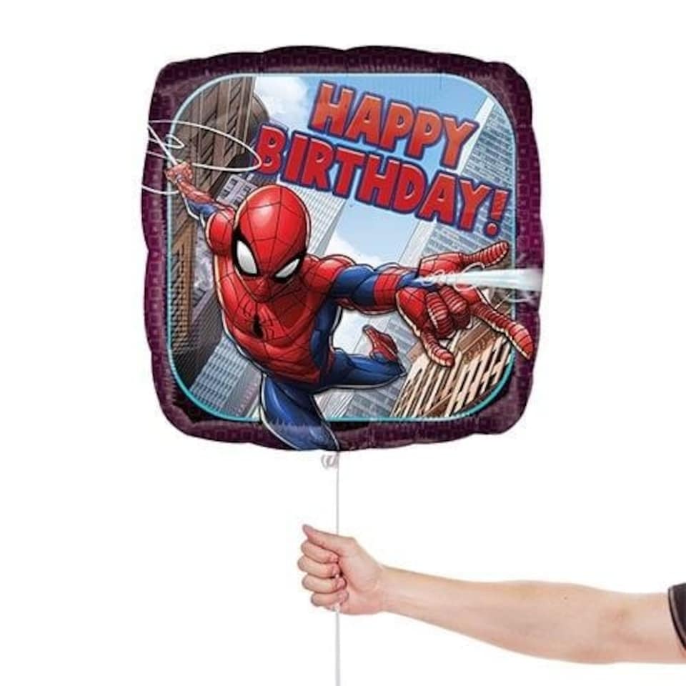 image 1 of Spider-Man Happy Birthday Square Foil Helium Balloon 43cm / 17 in