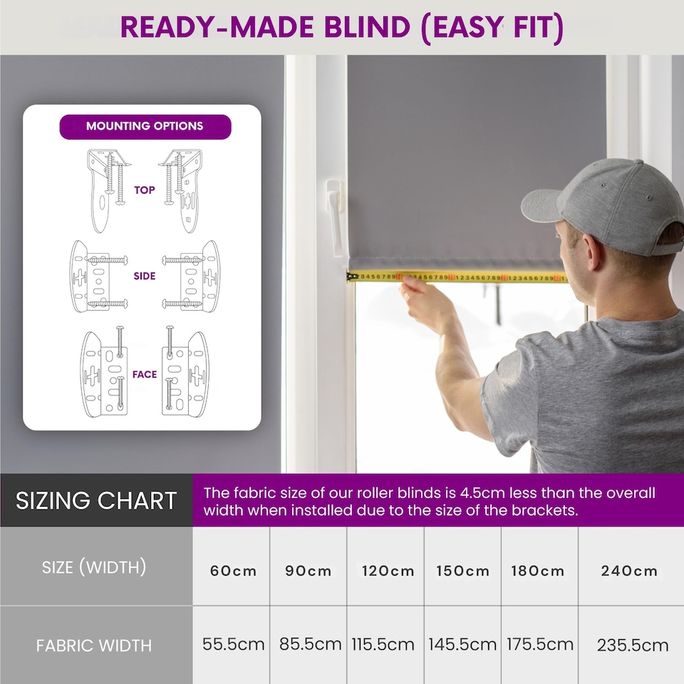image 1 of FURNISHED Roller Blind Blackout Easy Fit Trimmable Insulated UV Protection with Metal Fittings | Blue | Navy