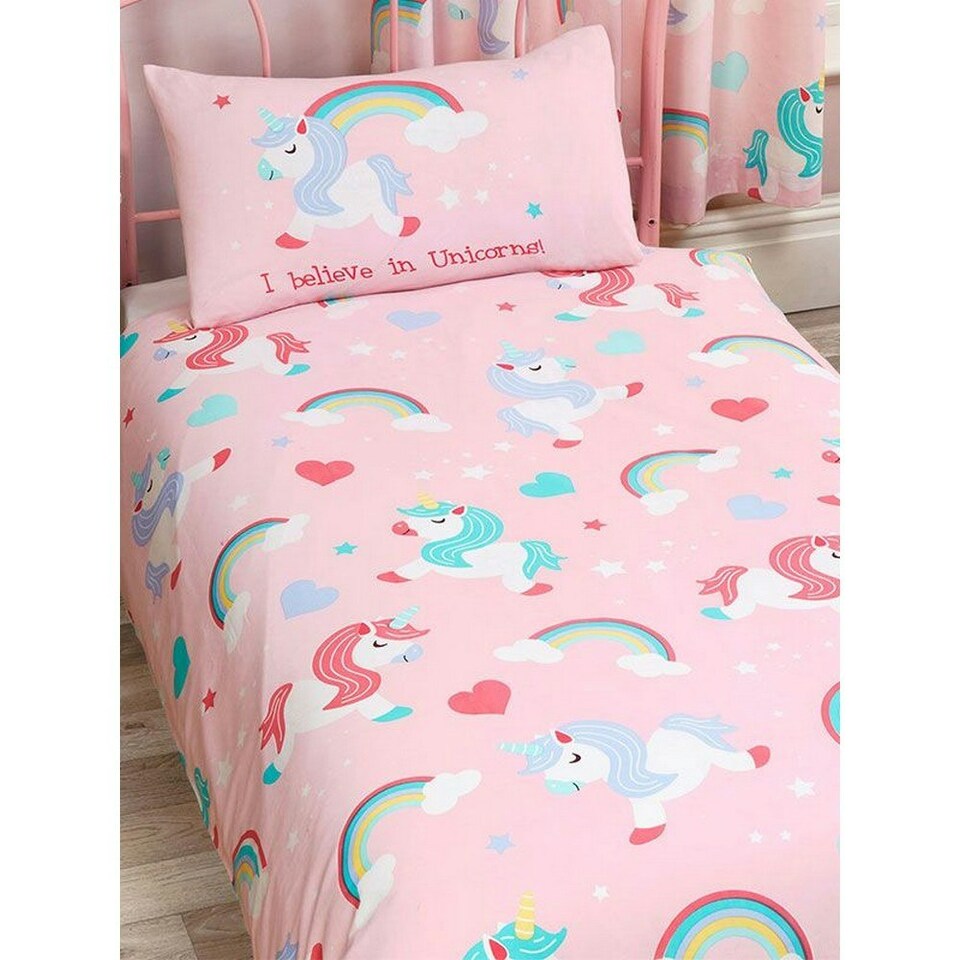 image 1 of Bedding & Beyond Childrens/Kids I Believe In Unicorn Duvet Cover Set - Pink - Junior Pink | Single
