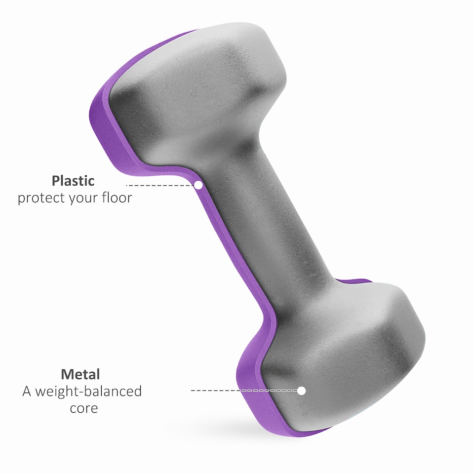 image 1 of SPORTNOW Dumbbells Set with Storage Rack, 2 x 1kg, 2 x 2kg, 2 x 3kg, Pink