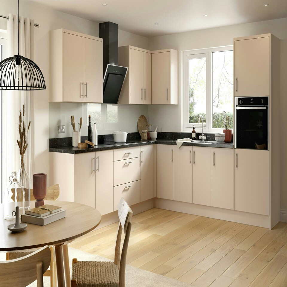 image 1 of 3 Drawer Base Unit 800mm w/ Slab Cabinet Door - Ultra Matt Cashmere Cream | Ultra Matt Cashmere