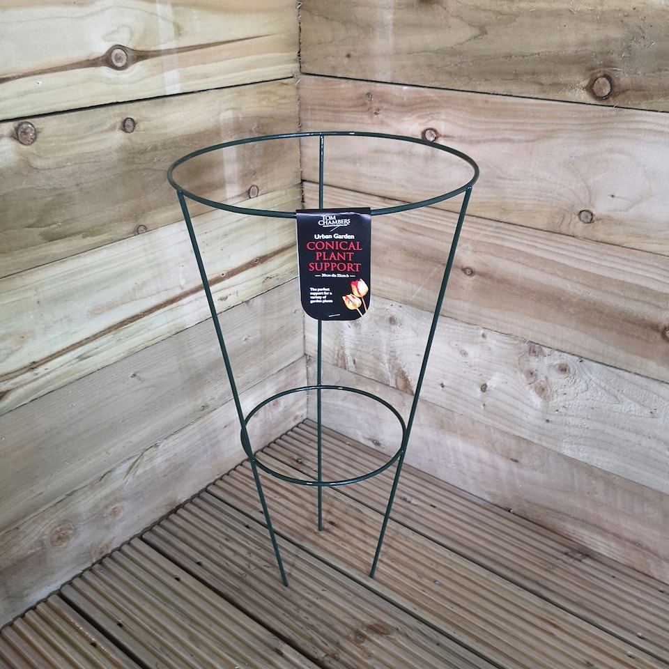 image 1 of Tom Chambers Urban Green Conical Garden Plant Support Ring 30cm -  Medium