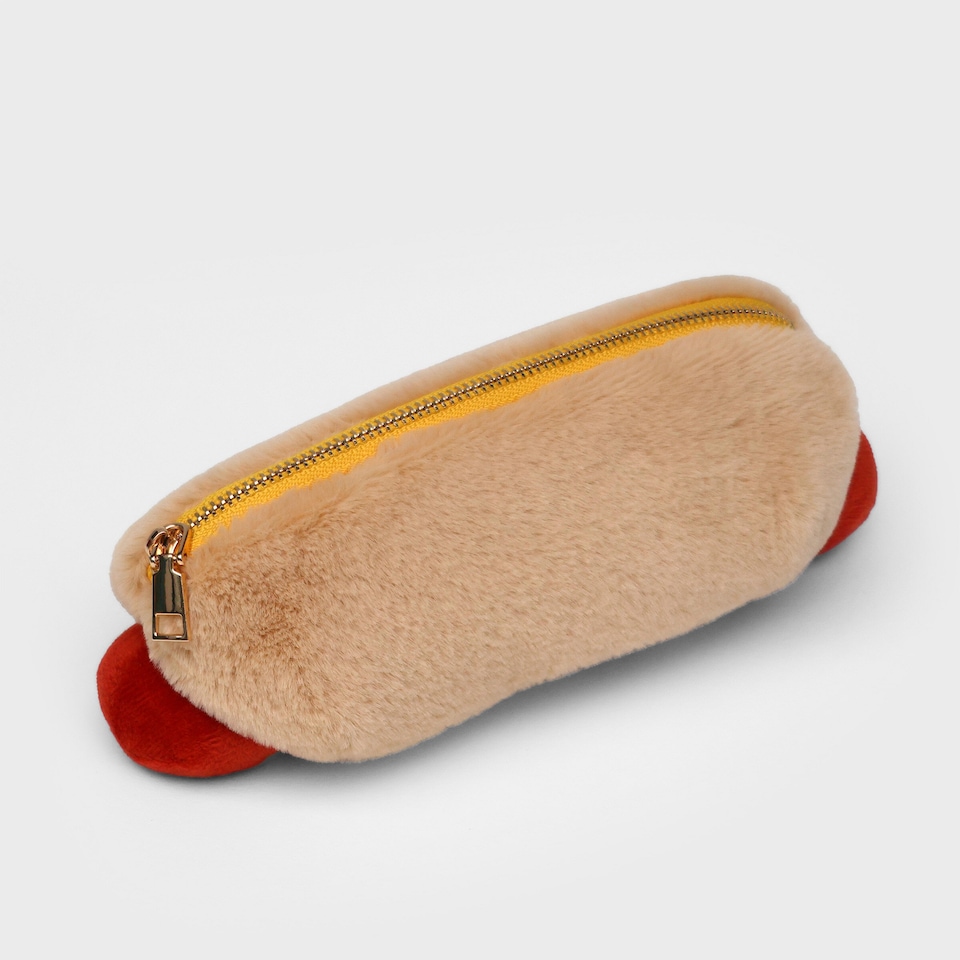 image 1 of Suck UK Plush Hot Dog Case - Fun Zipper Storage Pouch