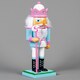 image 5 of 25cm Pink Wooden Nutcrackers Soldiers King Drummer Christmas Ornament 4pcs Set