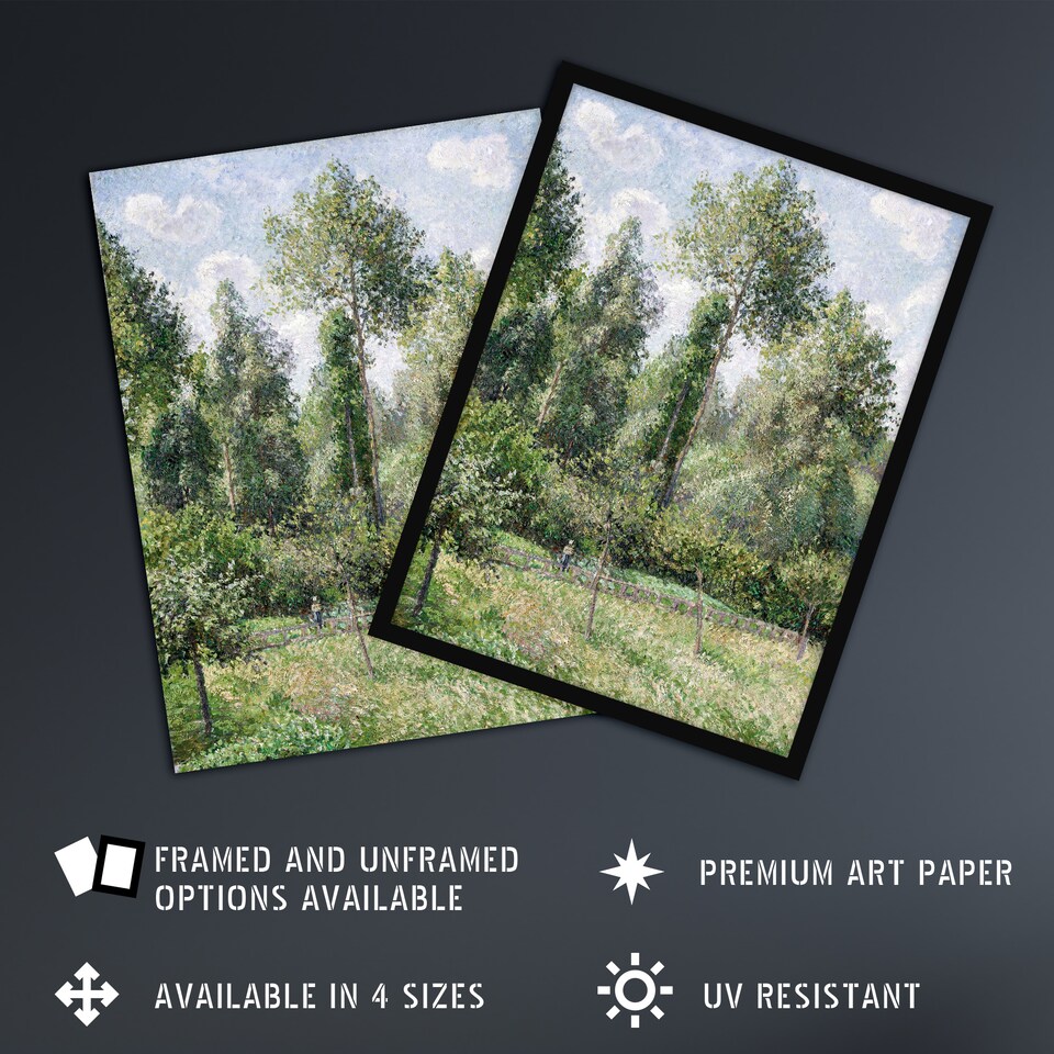 image 1 of Eragny Poplars Landscape Camille Pissarro Huge Wall Art Print 18X24 In