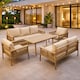 image 1 of Aluminium Garden Furniture Set 7 Seater Beige Outdoor Patio Sofa Set - Poly Rattan Rope Loveseat, Armchairs, Dining Table, Thick Cushions for Lounge Conservatory Balcony Seating