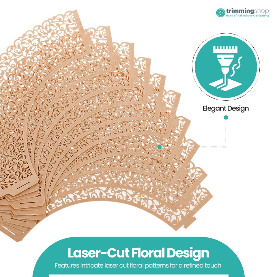image 1 of Cupcake Wrappers Laser Cut Floral Design Paper Cup Holders - 25pcs