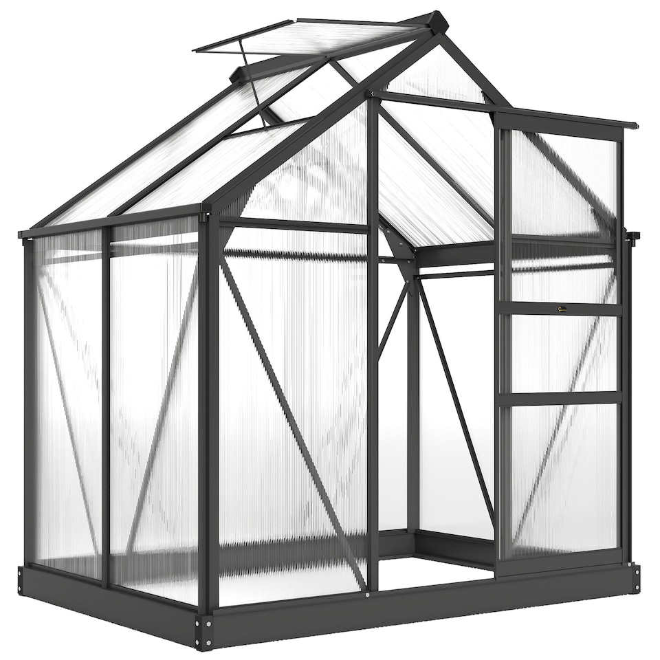 image 1 of Outsunny 6x4ft Walk-In Polycarbonate Greenhouse Plant Grow Galvanized