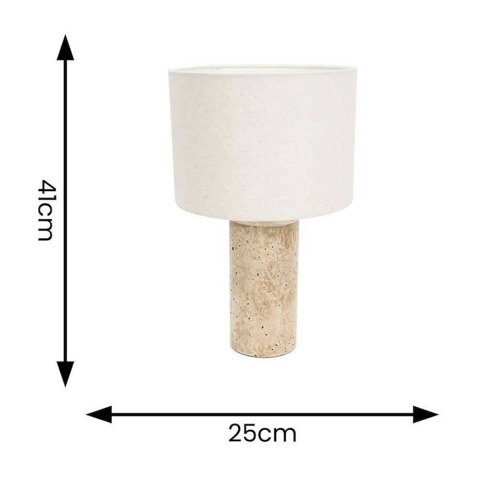 image 1 of ValueLights Chloe Pair of - Natural Marble Effect Bedside Table Lamp with Neutral Linen Shade