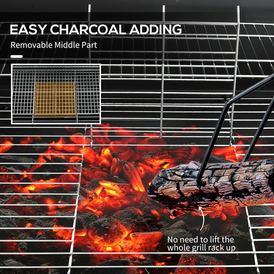 image 1 of Outsunny Barrel Charcoal Barbecue BBQ Grill Trolley W/ Ash Catcher Thermometer