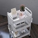 image 9 of HOMCOM Rolling Utility Cart with 3 Mesh Basket, 2 Boxes, 6 Hooks for Kitchen