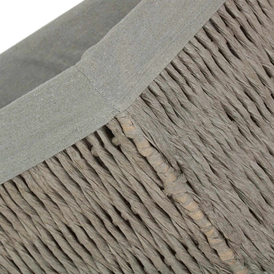 image 1 of Small Grey Paper Rope Storage Basket with Grey Cotton Lining | Grey | Grey | S