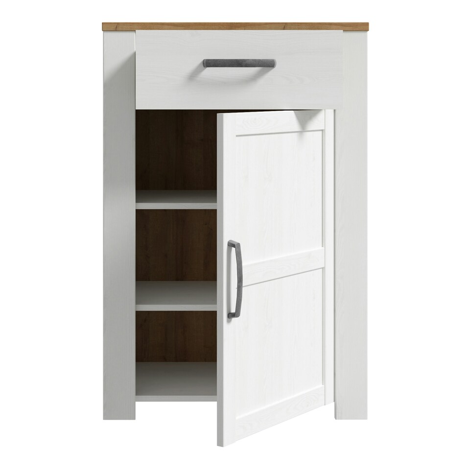 image 1 of Bohol 1 Door 1 Drawer Shoe Cabinet in Riviera Oak/White