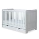 image 1 of Pembrey Cot Bed, Under Drawer & All Seasons Premium Pocket Sprung Mattress - Convertible, Adjustable Mattress Base, Birth to 4 Years (Ash Grey & White)