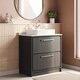 image 4 of Balterley Longnor 2 Drawer Floor Standing Vanity Unit with Square Basin and Marble Worktop, Woodgrain Graphite Grey, 800mm